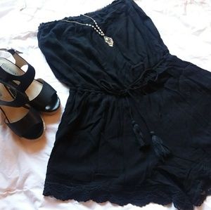 Black Strapless Romper